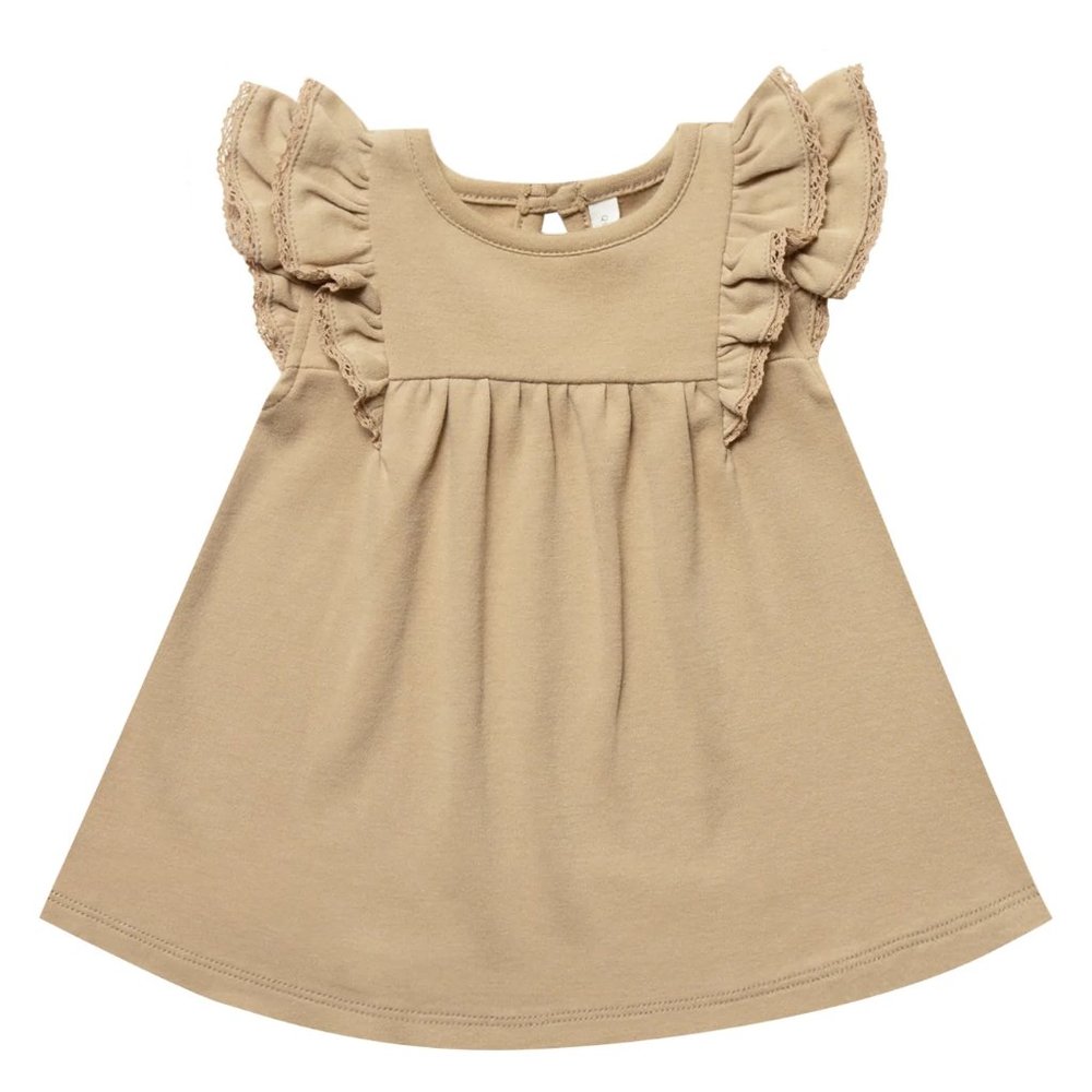 Quincy Mae Flutter Dress- Honey 12-18 month - Organic Cotton